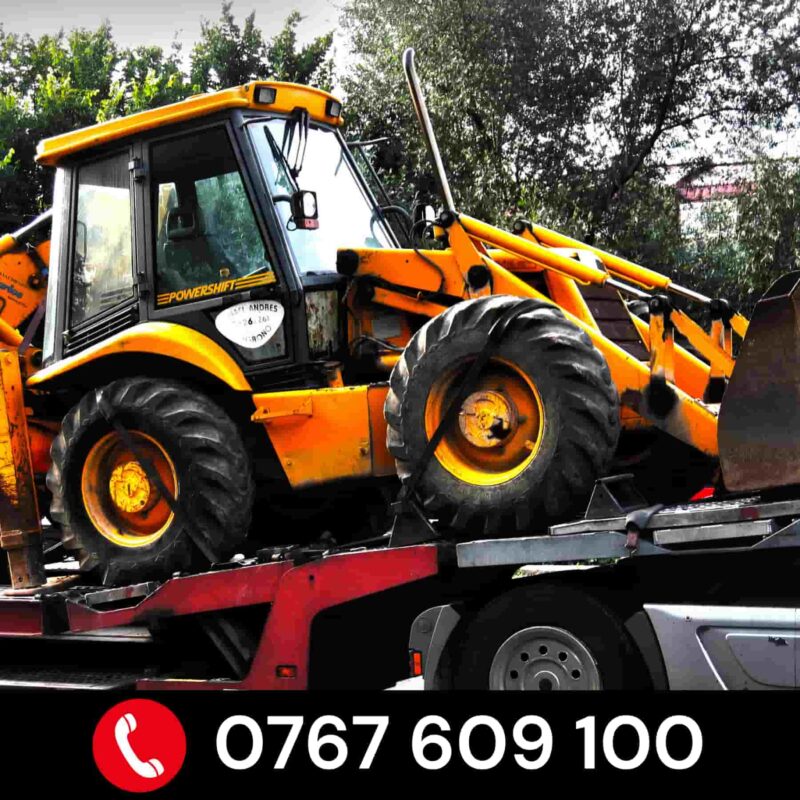 Transport utilaje de constructii si agricole in Pitesti si Arges, platforma pentru echipamente grele